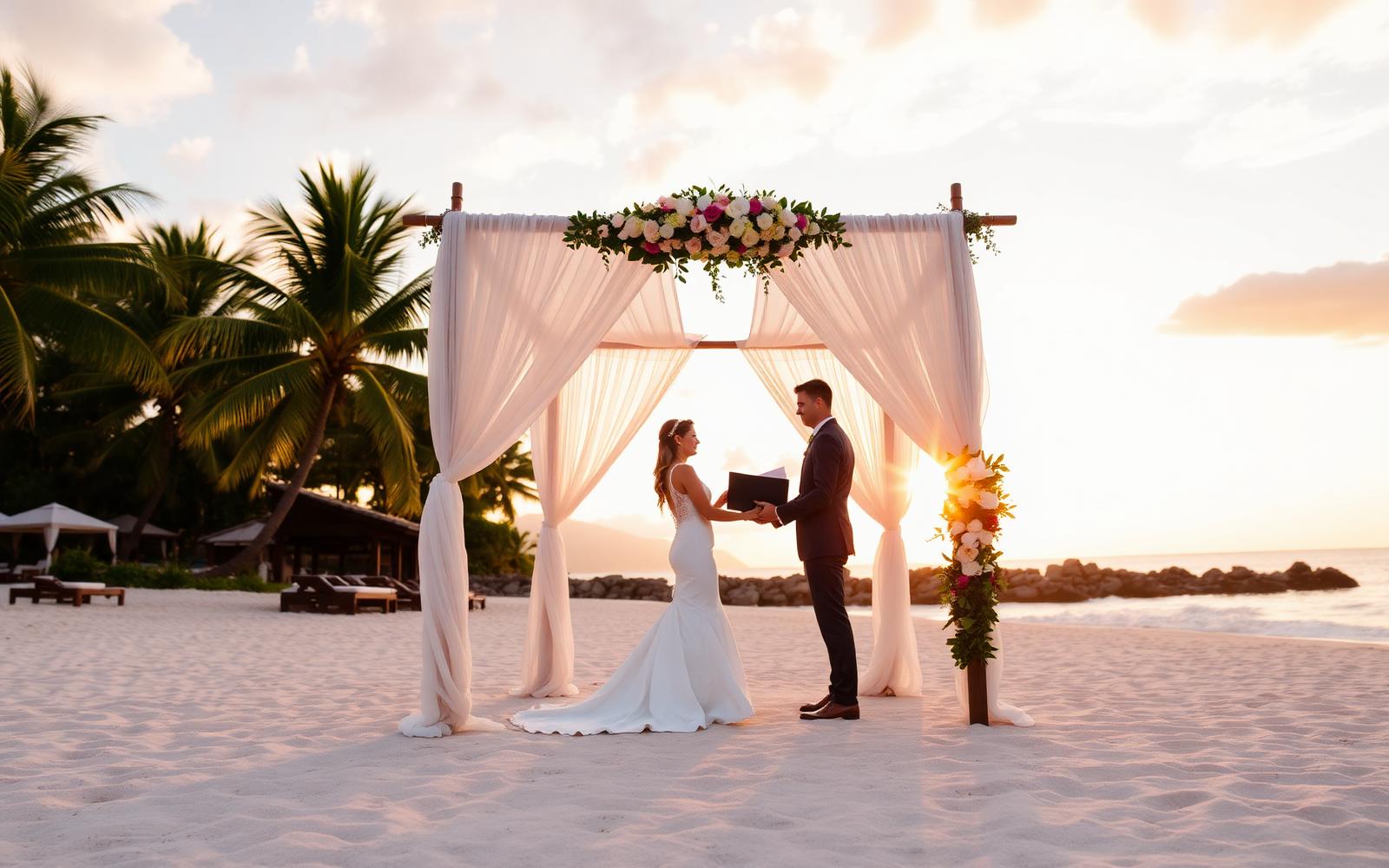 Beach ceremony at sunset